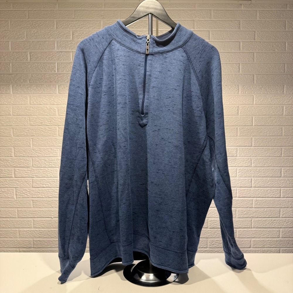 Tommy Bahama Mens XL Quarter Zip Long Sleeve Pullover Sweatshirt‎ Blue